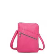 Zen Collection Pebbled Faux Leather Zip Detail Mini Crossbody Bag, Rose Pink image