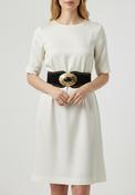 Serafina Collection Suedette Brooch Detail Elasticated Belt, Black image