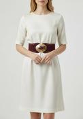 Serafina Collection Suedette Brooch Detail Elasticated Belt, Wine image