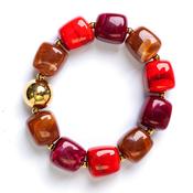 Serafina Collection Chunky Square Beaded Bracelet, Red image