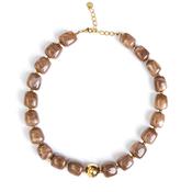Serafina Collection Chunky Square Beaded Necklace, Taupe image