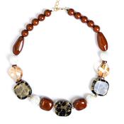 Serafina Collection Animal Print Detail Necklace, Brown image