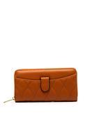 Zen Collection Quilted Large Zip Around Wallet, Brown image
