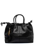 Zen Collection Faux Pebbled Leather Drawstring Tote Bag, Black image
