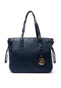 Zen Collection Pebbled Faux Leather Buckle Detail Tote Bag, Navy image