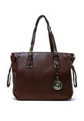 Zen Collection Pebbled Faux Leather Buckle Detail Tote Bag, Coffee Brown image