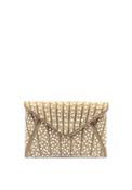 Zen Collection Pearl Embellished Flap Over Clutch, Gold image