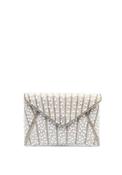 Zen Collection Pearl Embellished Flap Over Clutch, White image