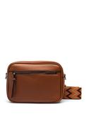 Zen Collection Pebbled Faux Leather Camera Crossbody Bag, Tan image