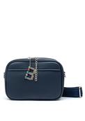 Zen Collection Pebbled Faux Leather Double Zip Crossbody Bag, Navy image