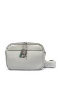 Zen Collection Pebbled Faux Leather Double Zip Crossbody Bag, Grey image