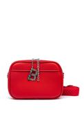 Zen Collection Pebbled Faux Leather Double Zip Crossbody Bag, Red image