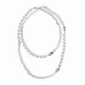 Serafina Collection Diamante Detail Long Pearl Necklace, White image