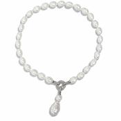 Serafina Collection Drop Detail Oval Pearl Necklace, White image