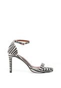 Zen Collection Zebra Printed High Heeled Sandals, White &amp; Black image