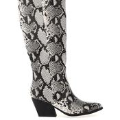Zen Collection Snake Printed Knee High Western Boots, Black image