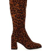 Zen Collection Leopard Printed Knee High Boots, Brown image