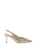 Zen Collection Diamante Sling Back High Heels, Gold image