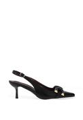 Zen Collection Faux Leather Sling Back Heeled Shoes, Black image