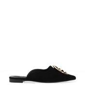 Zen Collection Spiral Brooch Detailed Mule Shoes, Black