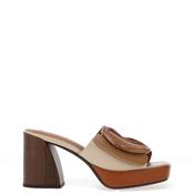Zen Collection High Heeled Mule Sandals, Tan image