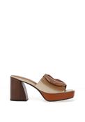 Zen Collection High Heeled Mule Sandals, Tan image