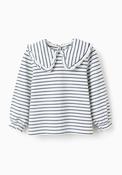 Zippy Girls Stripe Collared Long Sleeve Top, White image
