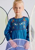 Zippy Girls Embroidered Long Sleeve Denim Dress, Blue image