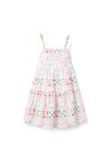 Zippy Girl Strap Tile Print Sun Dress, White image