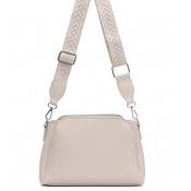 Zen Collection Pebbled Faux Leather Bowler Crossbody Bag, Beige image