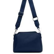 Zen Collection Pebbled Faux Leather Bowler Crossbody Bag, Navy image