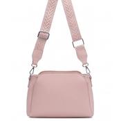 Zen Collection Pebbled Faux Leather Bowler Crossbody Bag, Pink image