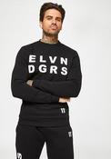 11 Degrees Graphic Print Crew Neck Sweater, Black image