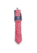 1880 Club Floral Print Handmade Tie and Pocket Square, Red image