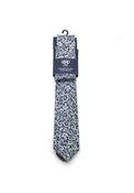 1880 Club Pattern Handmade Tie and Pocket Square, Navy and Silver image