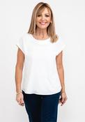 Bariloche Vis Metallic Woven Neck Top, Off White
