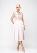 Bella Beaded Flared Satin Midi Dress, Blush Pink