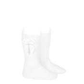 Condor Knee Socks with Side Bow, White