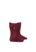 Condor Knee Socks with Side Bow, Wine image