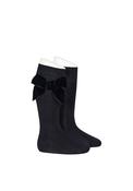 Condor Knee Socks with Velvet Bow, Navy image