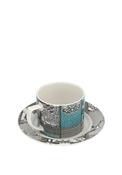 Spode Patchwork Willow Teacup &amp; Saucer, Teal Multi image