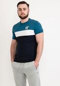 11 Degrees Block Colour Muscle Fit T-Shirt, Midnight Blue &amp; White image