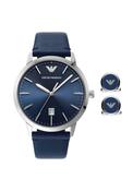 Emporio Armani 80032 Men’s Blue Leather Watch &amp; Cufflinks Gift Set