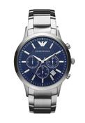 Emporio Armani Stainless Steel Watch, Silver &amp; Blue