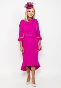 Gabriela Sanchez Detailed Fishtail Midi Dress, Fuchsia image