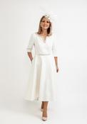 Gabriela Sanchez Pearl &amp; Diamante Neckline Jacquard Midi Dress, Gold image