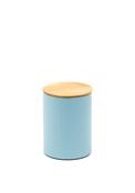 Ideal Home Range Small Ribbed Storage Tin with Bamboo Lid, Pastel Blue image