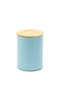 Ideal Home Range Medium Ribbed Storage Tin with Bamboo Lid, Pastel Blue image