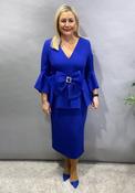 Gabriela Sanchez Peplum Bow Midi Dress, Cobalt Blue image