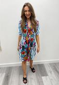 Seventy1 One Size Floral Tunic Dress, Teal Multi image
